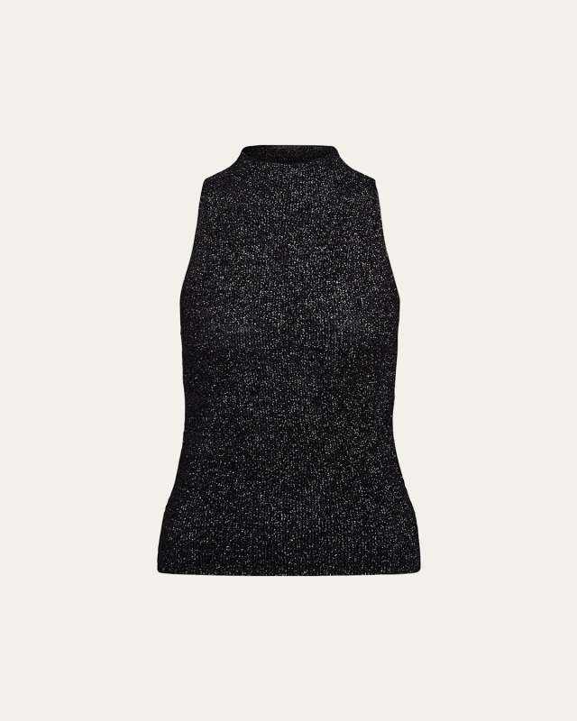 Metallic Mock-Neck Tank Top